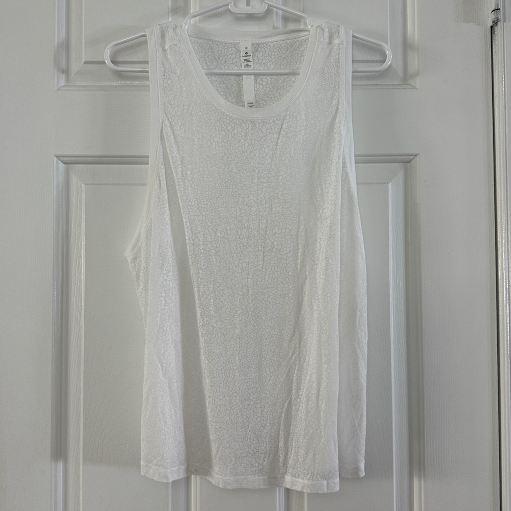 Lululemon White Textured Muscle Tank Top